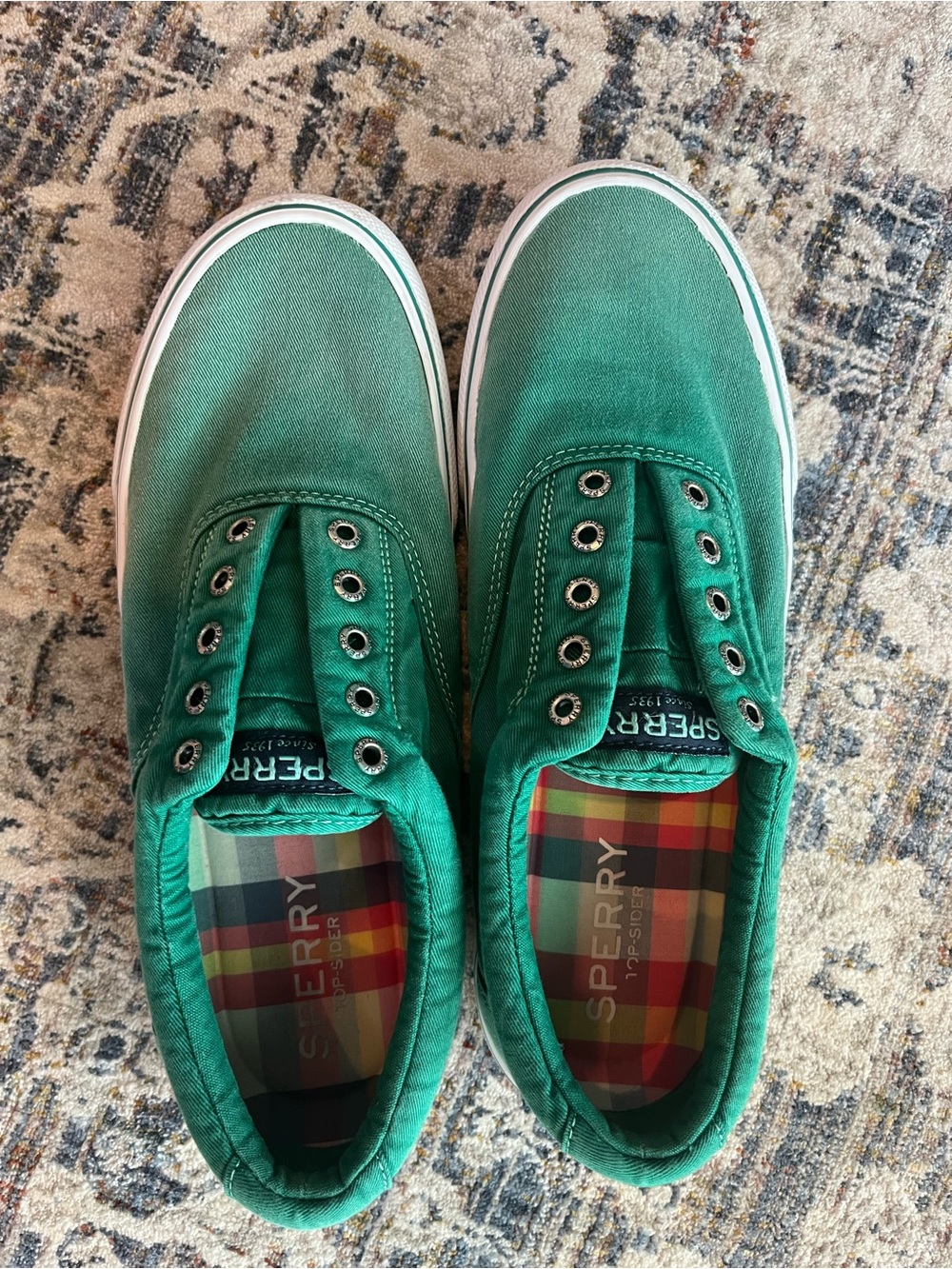 Men’s Sperry Emerald Green Canvas Slip-On Shoes